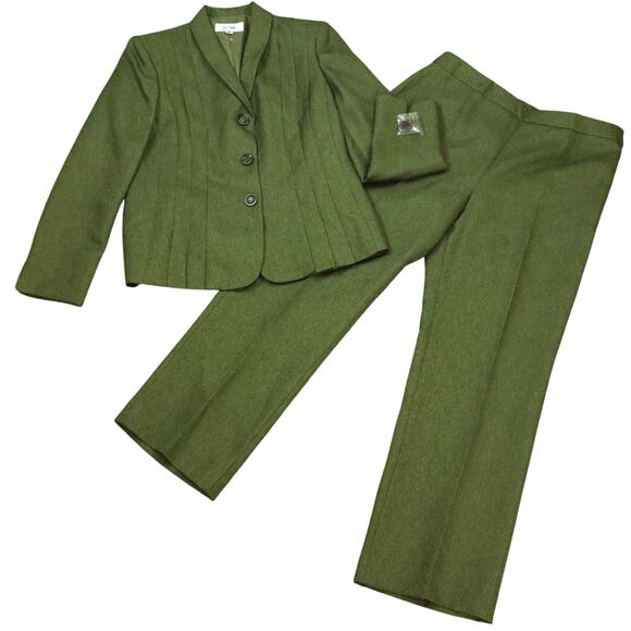 NWT Le Suit Green Pant Suit Bootcut Wide Leg Corporate Business Work 12 Y2K - Picture 10 of 10